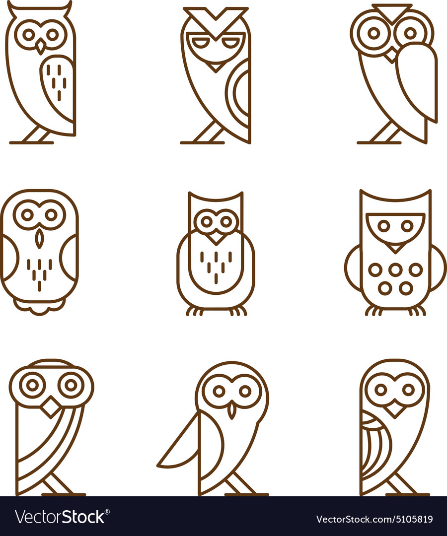 Set owl logos and emblems Royalty Free Vector Image