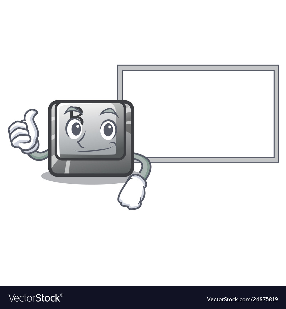 Thumbs up with board button b installed on cartoon