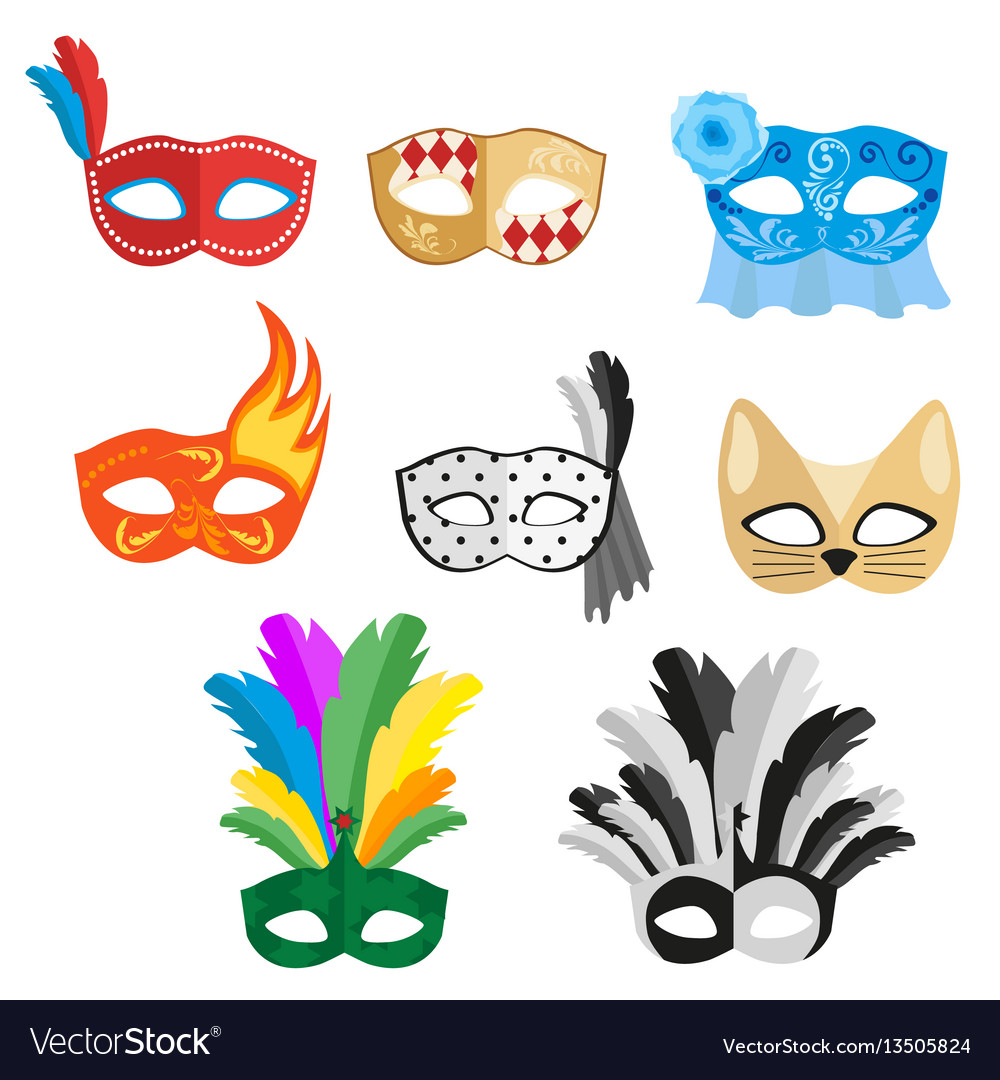 Colorful Carnival Masks Set