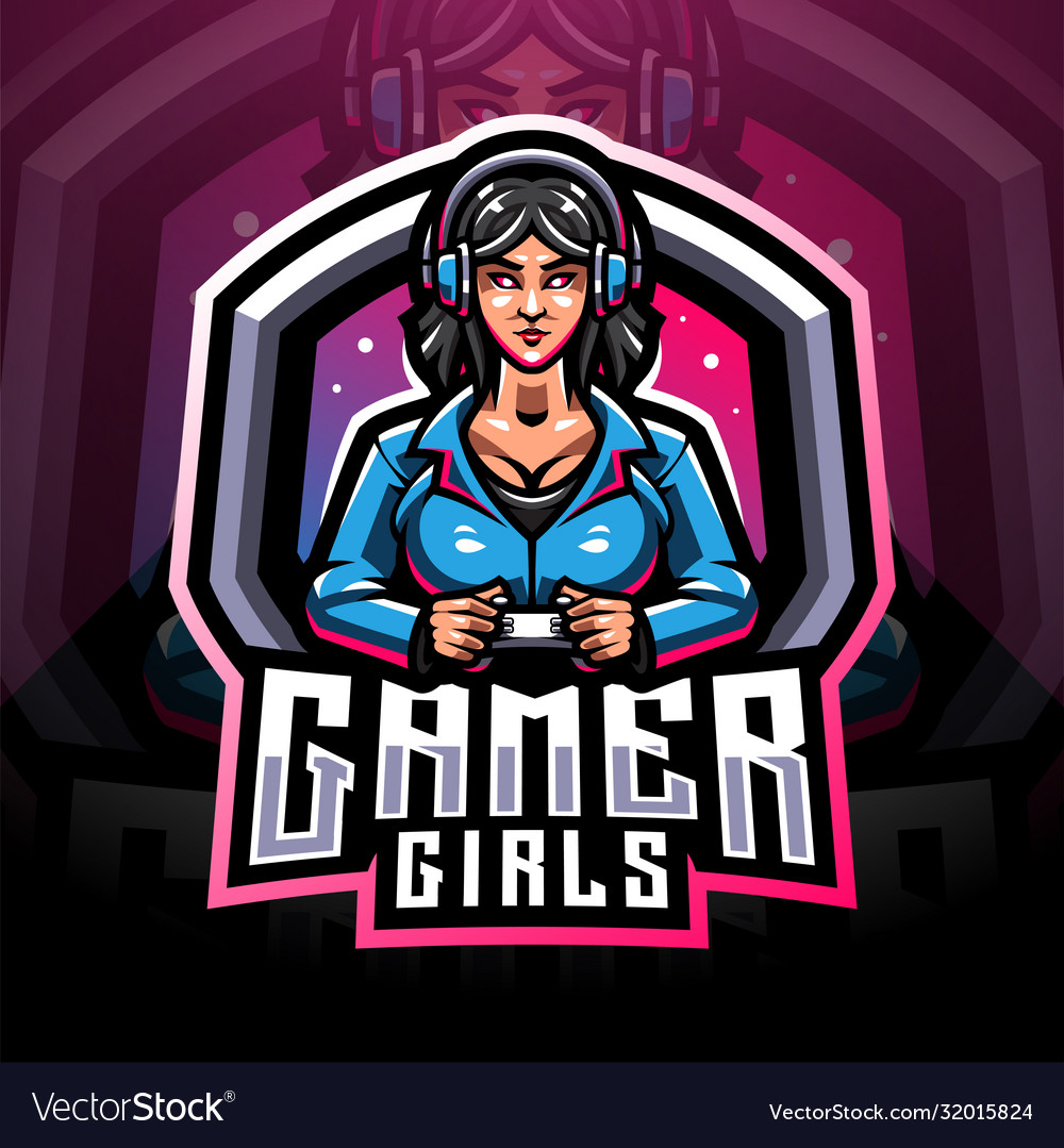 Muslim gamer girl with cool gun and headset Vector Image