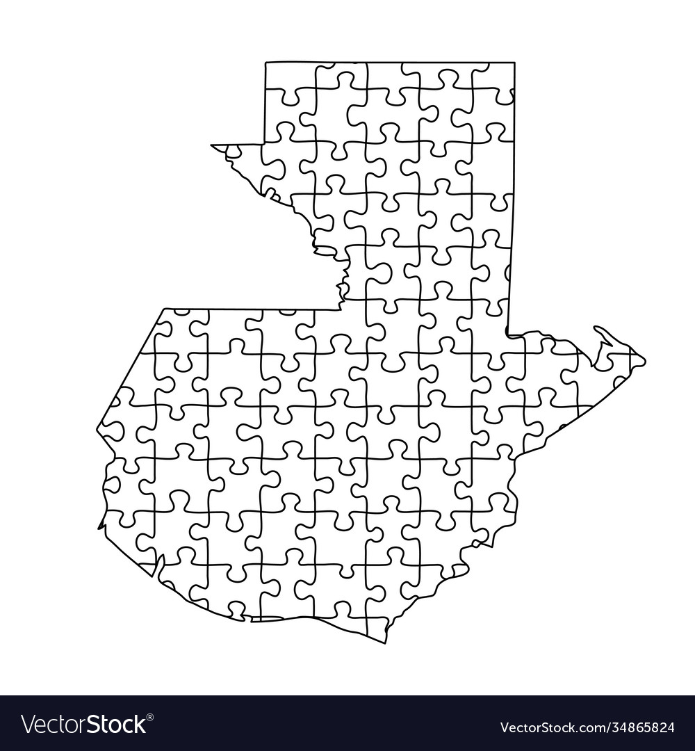 Guatemala map from black puzzles set jigsaw parts