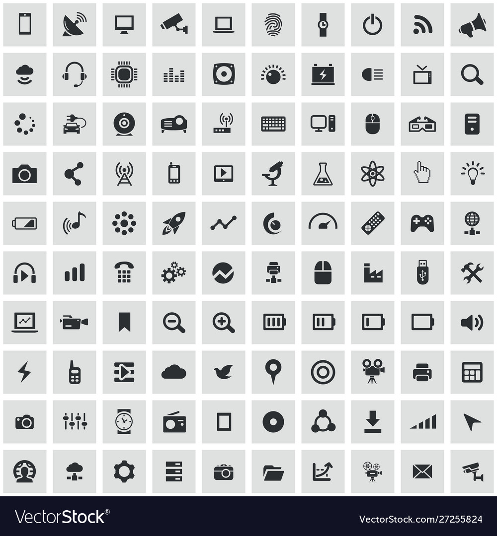 Hi-tech 100 icons universal set for web and ui