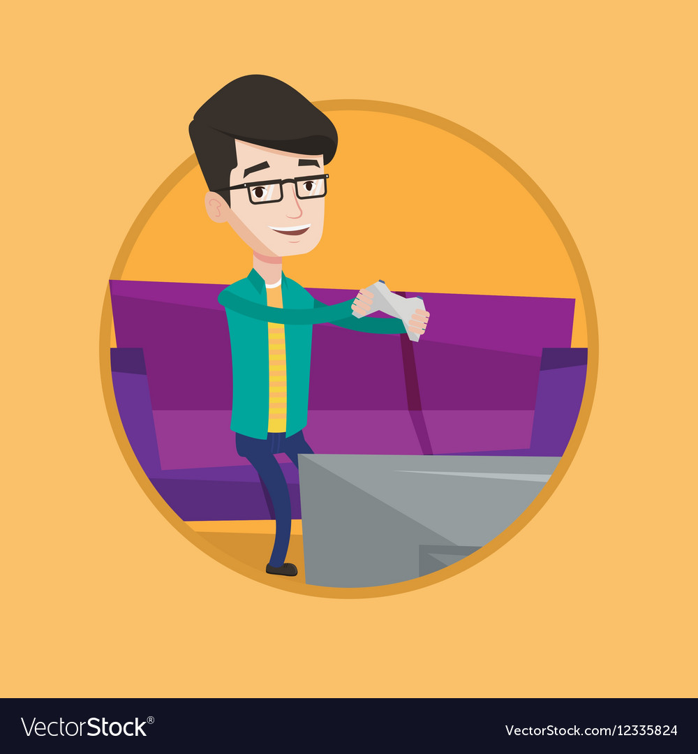 Man playing video game