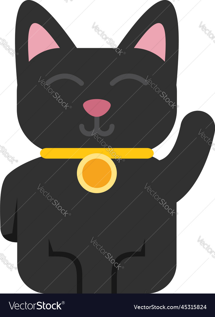 Funny lucky cat icon flat japan fortune Royalty Free Vector