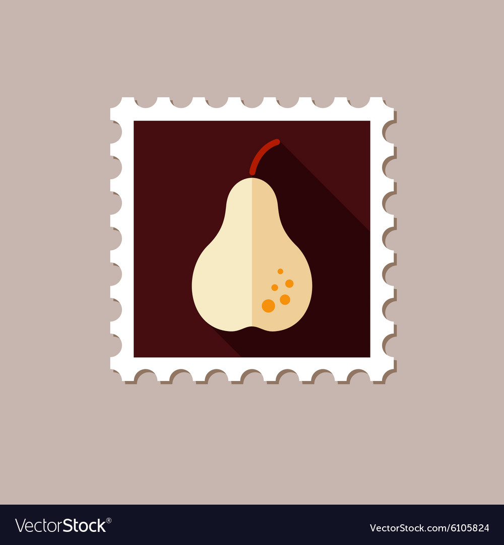 Pear flat stamp with long shadow