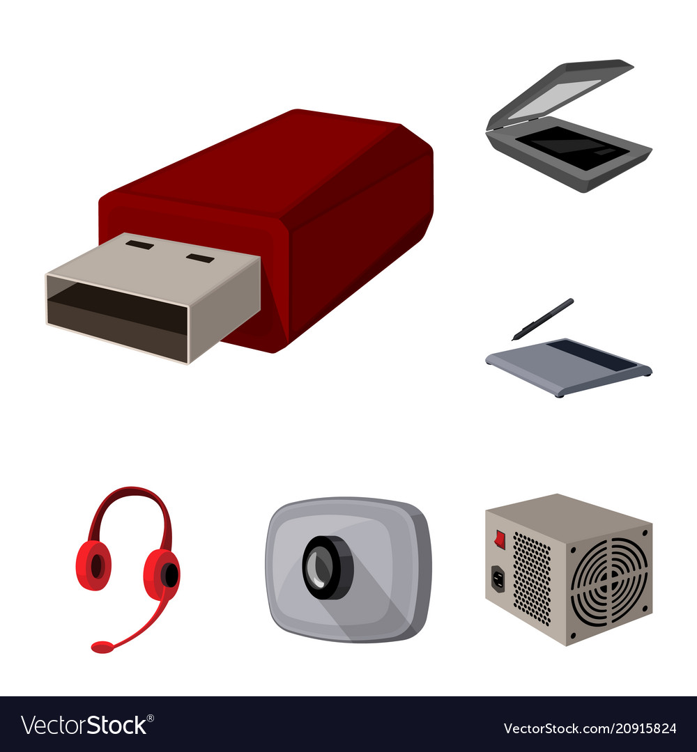 Personal computer cartoon icons in set collection