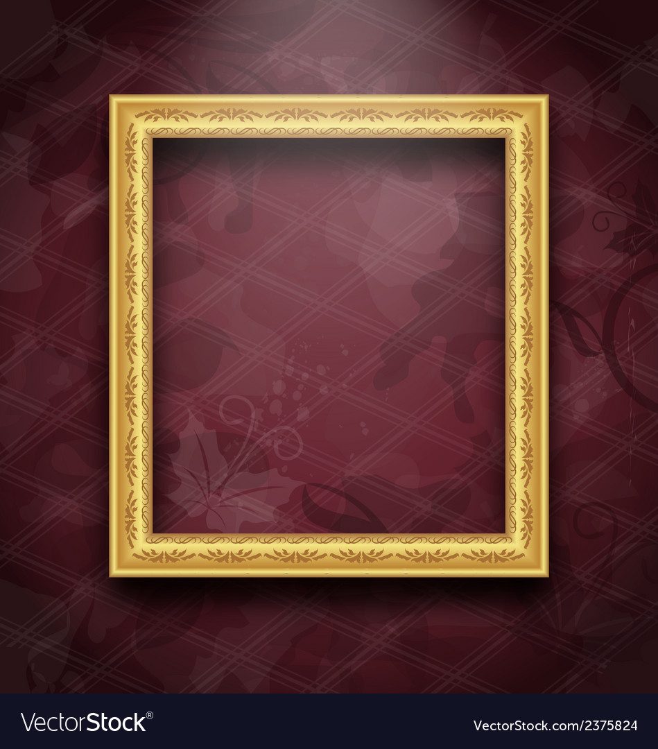 Picture frame on floral texture wall Royalty Free Vector