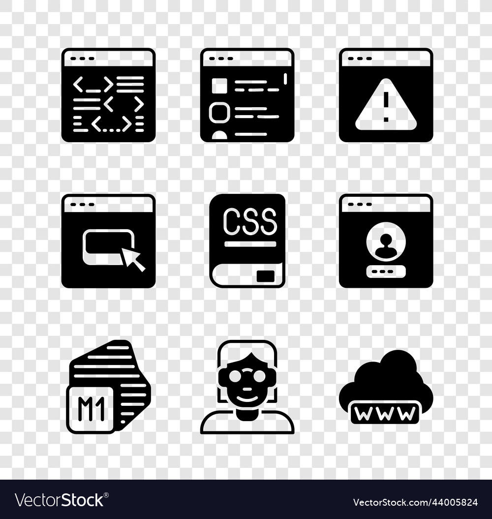 Set software browser files with exclamation mark vector image Set software browser files with exclamation mark