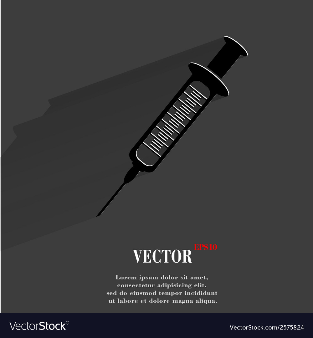 Syringe flat modern web button with long shadow