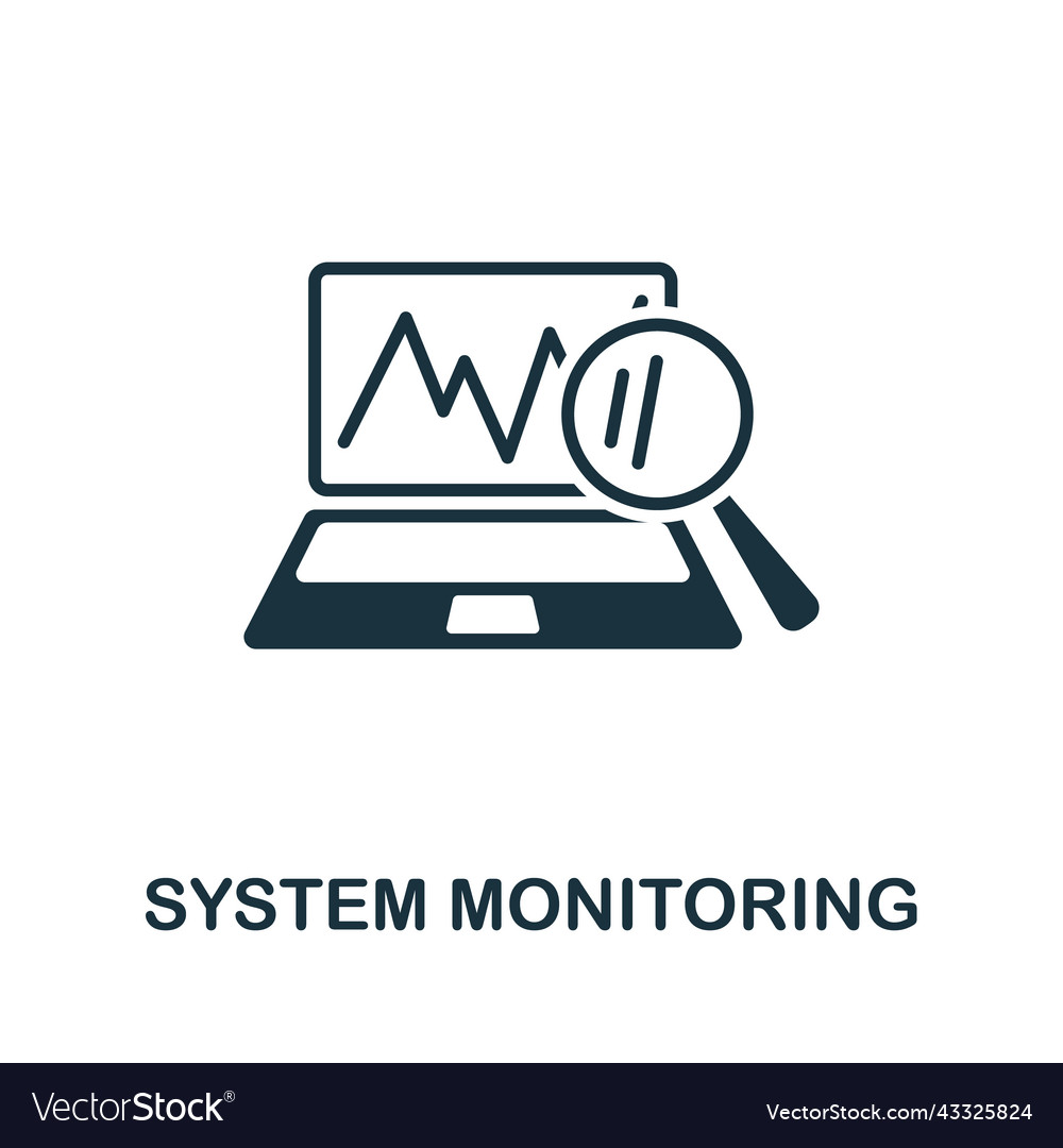 System monitoring icon monochrome simple line vector image System monitoring icon monochrome simple line
