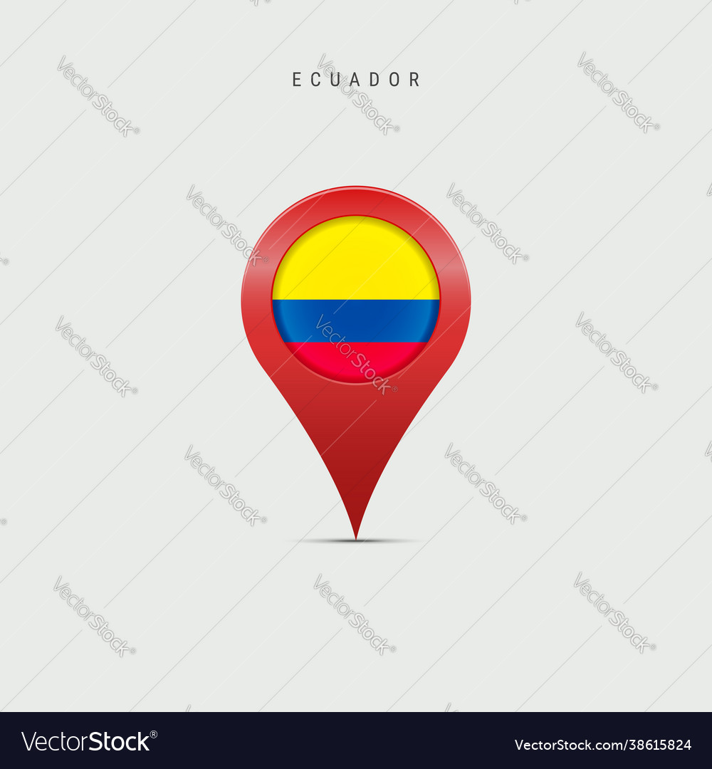 Teardrop map marker with flag ecuador
