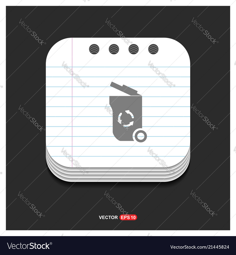 Trash icon gray on notepad style template