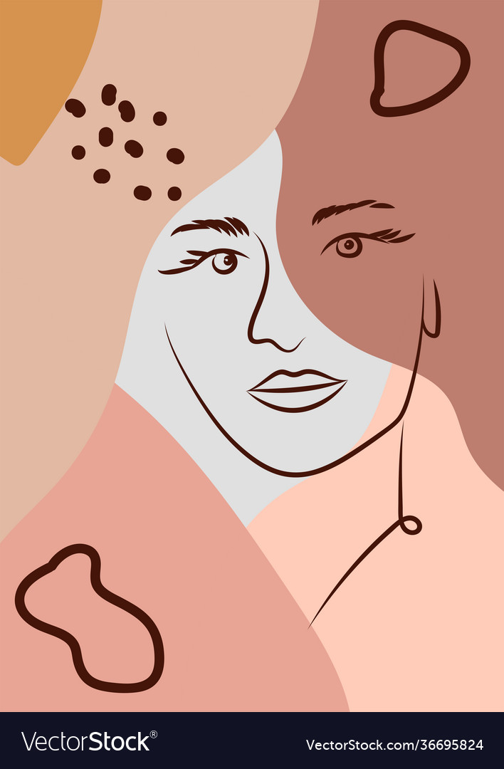 Womans face continuous line art abstract