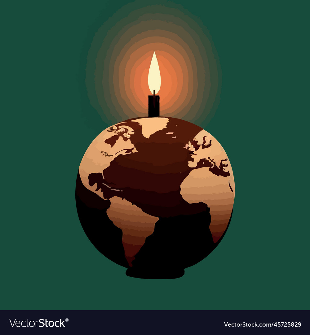 A globe and lit candle to represent