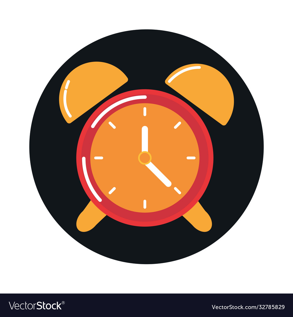 Alarm clock time reminder block and flat style