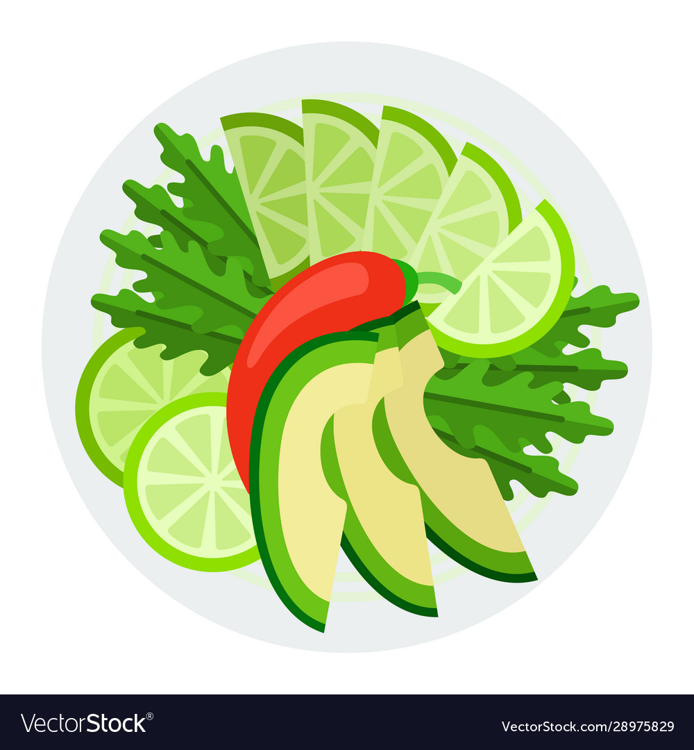 Arugula and avocado salad icon flat isolated