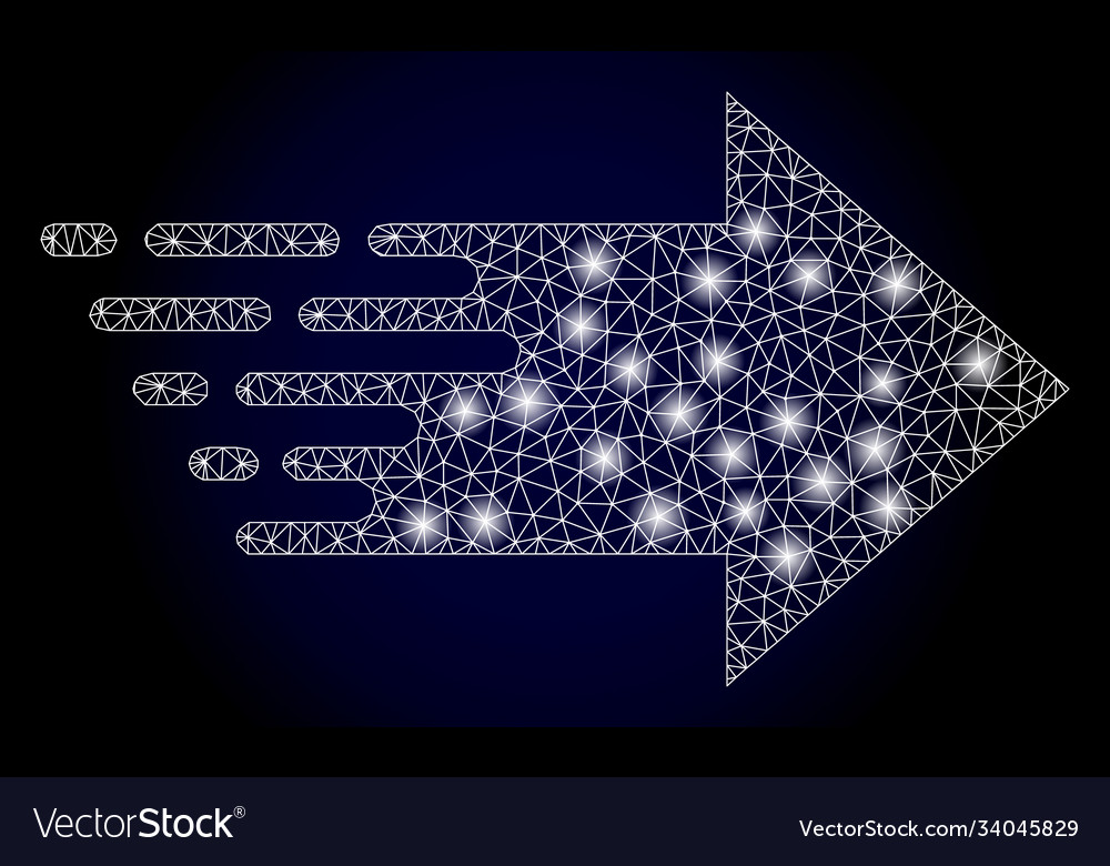 Bright web net right arrow with light spots vector image Bright web net right arrow with light spots