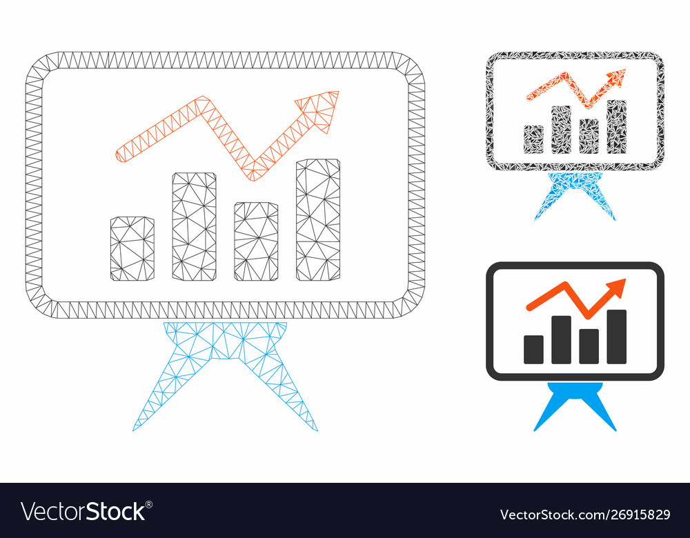 Chart report panel mesh network model vector image Chart report panel mesh network model