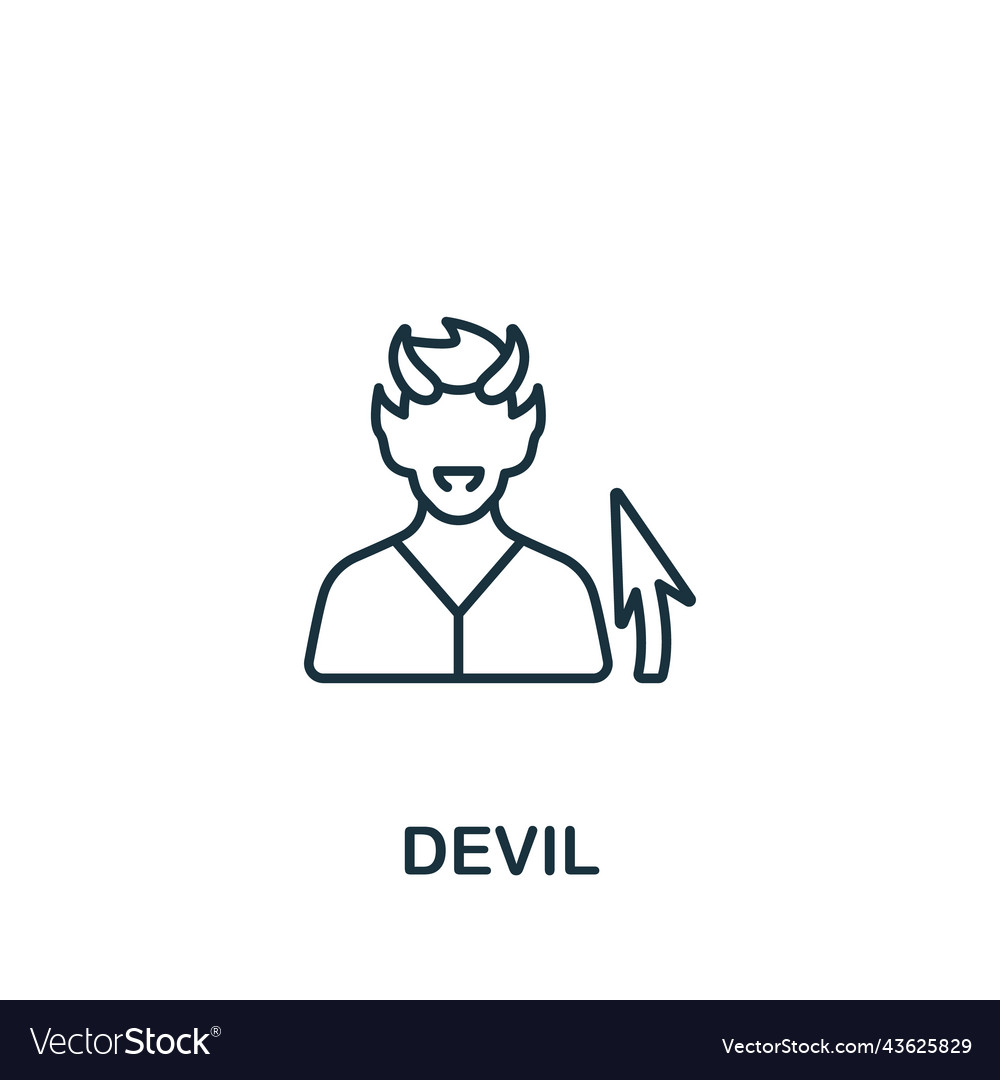 Devil icon monochrome simple line game element