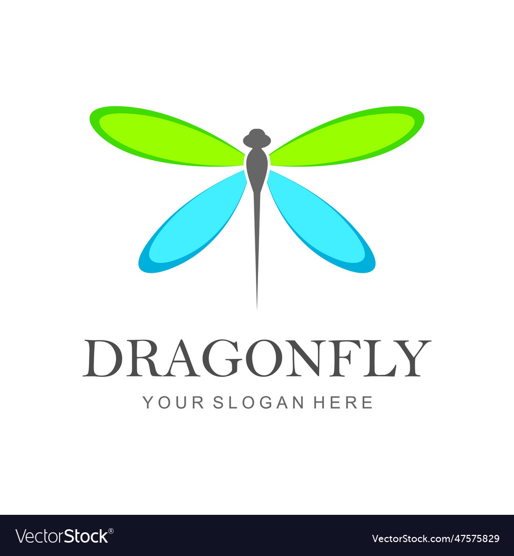 Dragonfly flat style logo