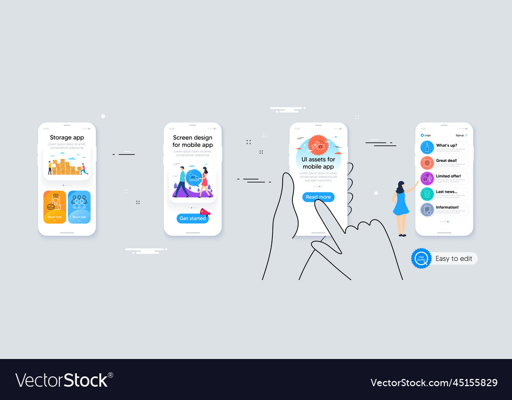 Face detection delivery and group line icons Vector Image Face detection delivery and group line icons