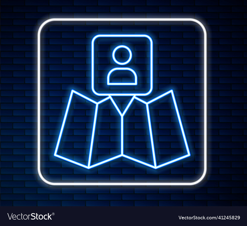 Glowing neon line folded map with location marker Vector Image Glowing neon line folded map with location marker
