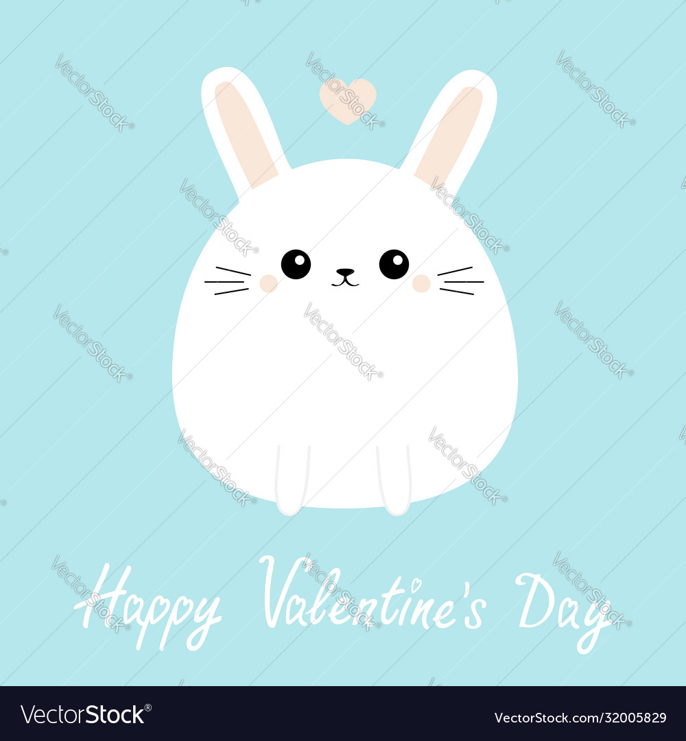 Happy valentines day white bunny rabbit icon Vector Image