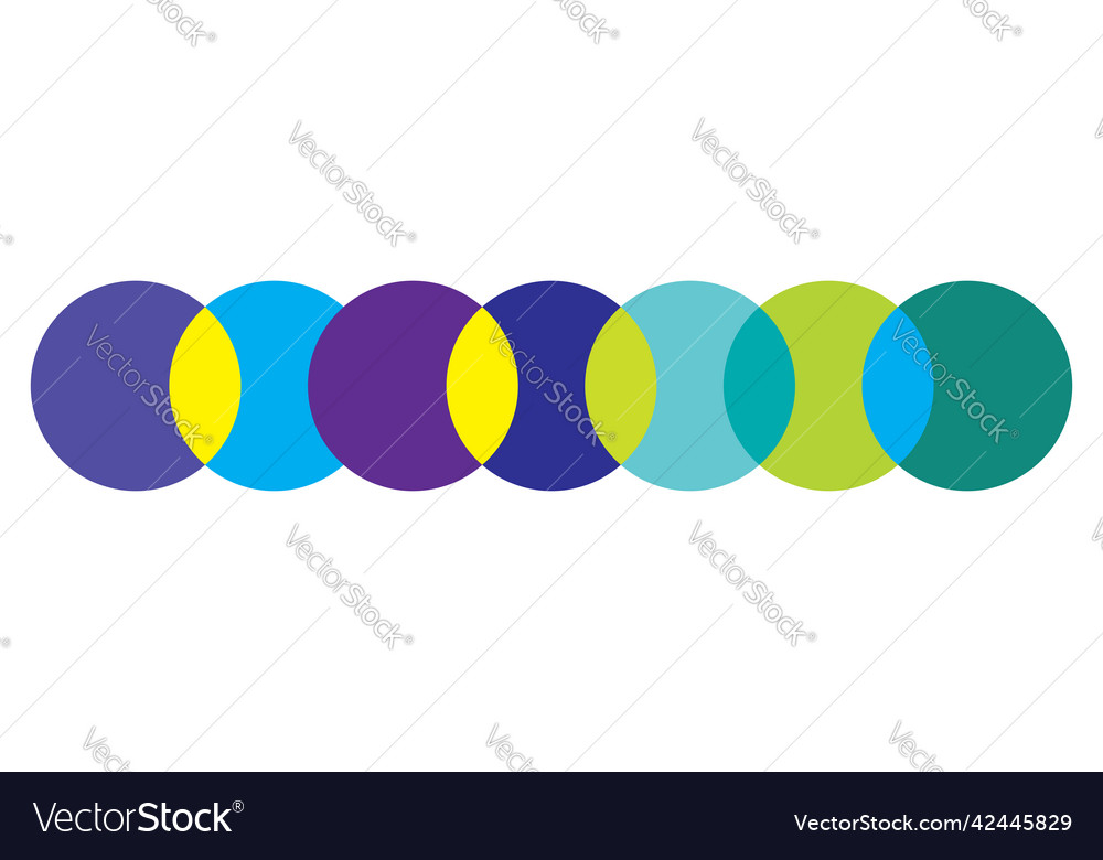 Intersecting overlapping circles rings element vector image Intersecting overlapping circles rings element