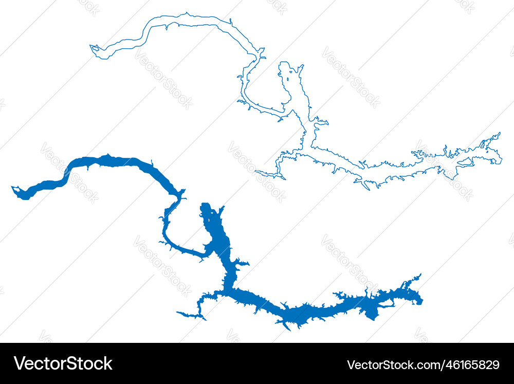 Lake Sakakawea Reservoir Map Royalty Free Vector Image