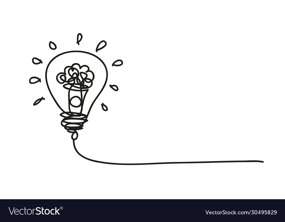 Light bulb line drawing style design Vector Image Light bulb line drawing style design