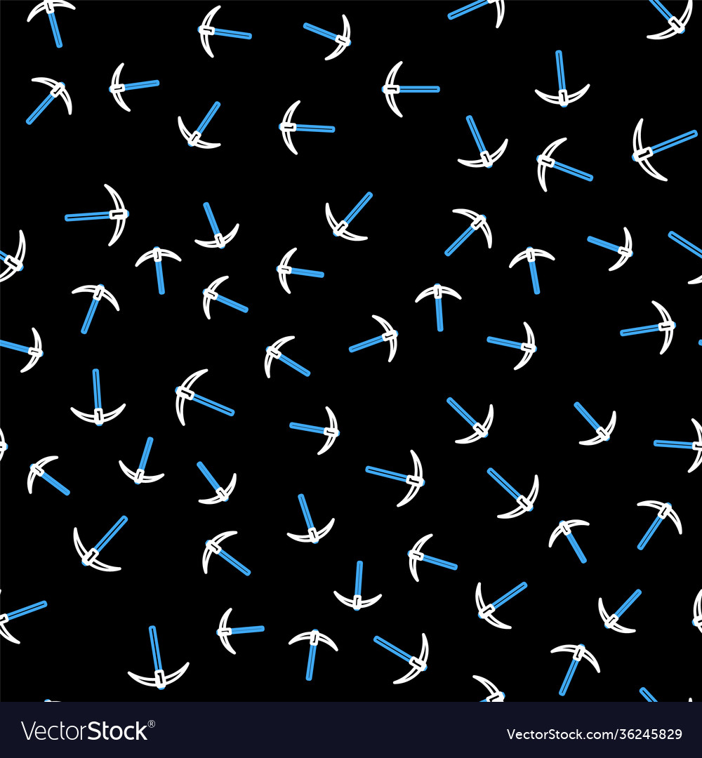 Line pickaxe icon isolated seamless pattern vector image Line pickaxe icon isolated seamless pattern
