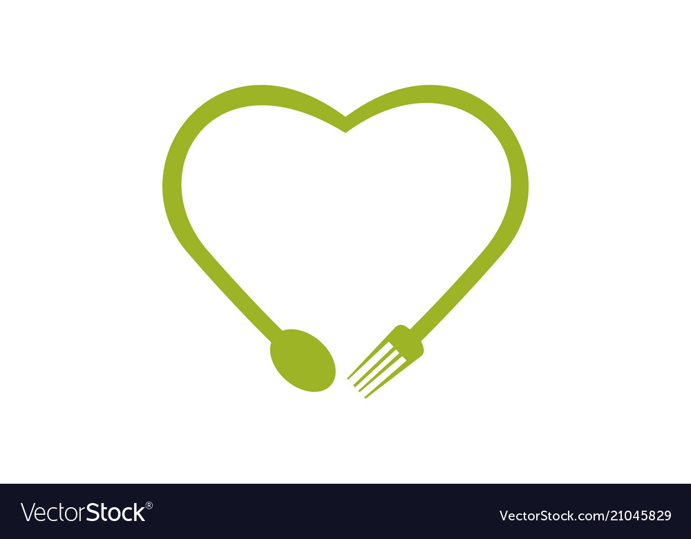 Love heart food abstract symbol with fork and spo Vector Image