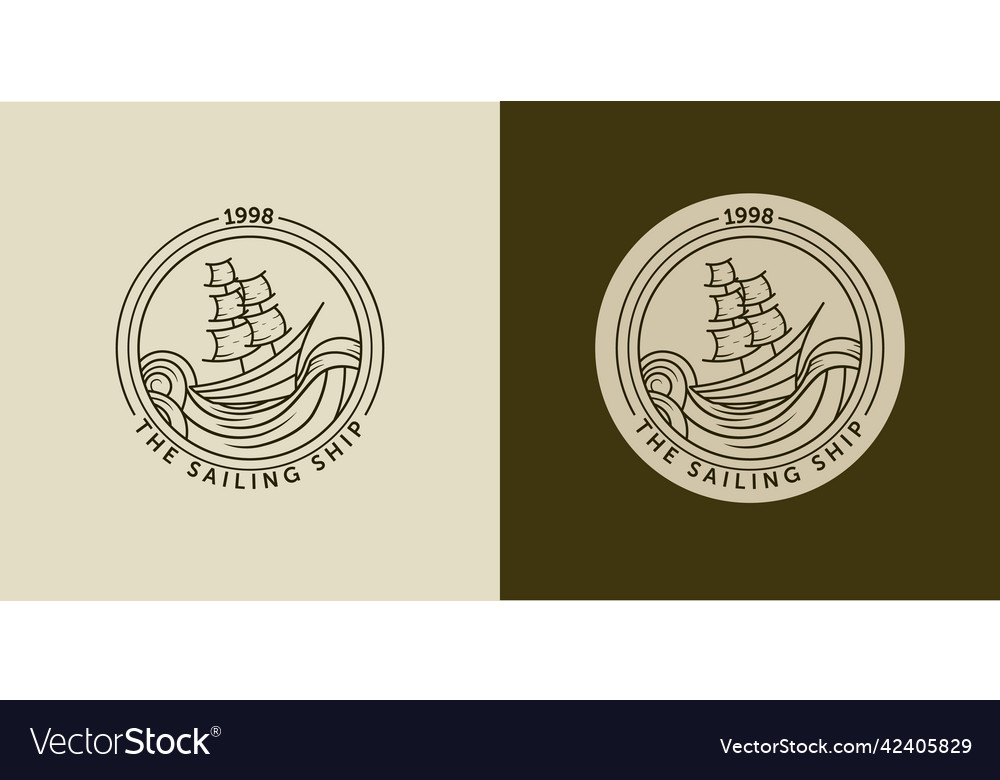 Sailing ship logo or boat modern line art