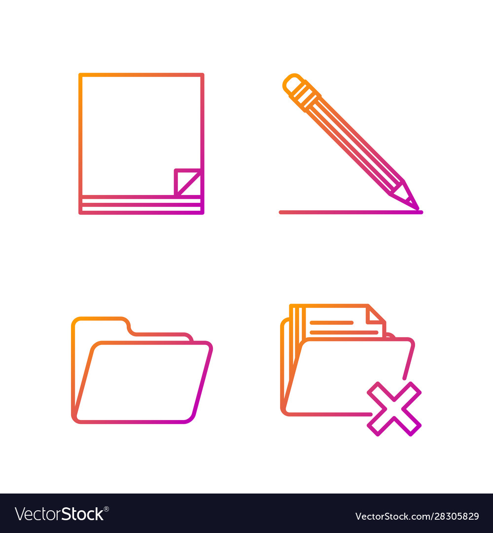 Set line delete folder document file vector image Set line delete folder document file