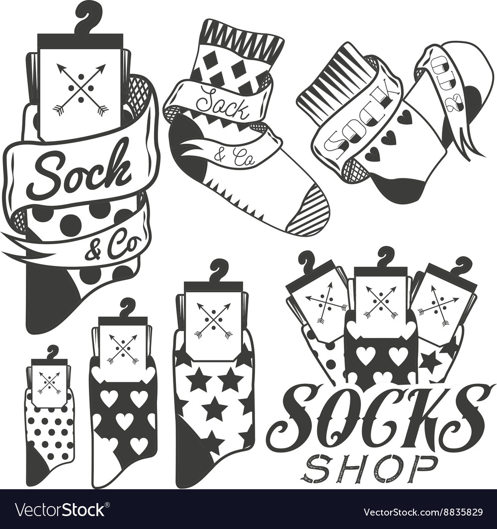 Set of socks emblems and labels Royalty Free Vector Image