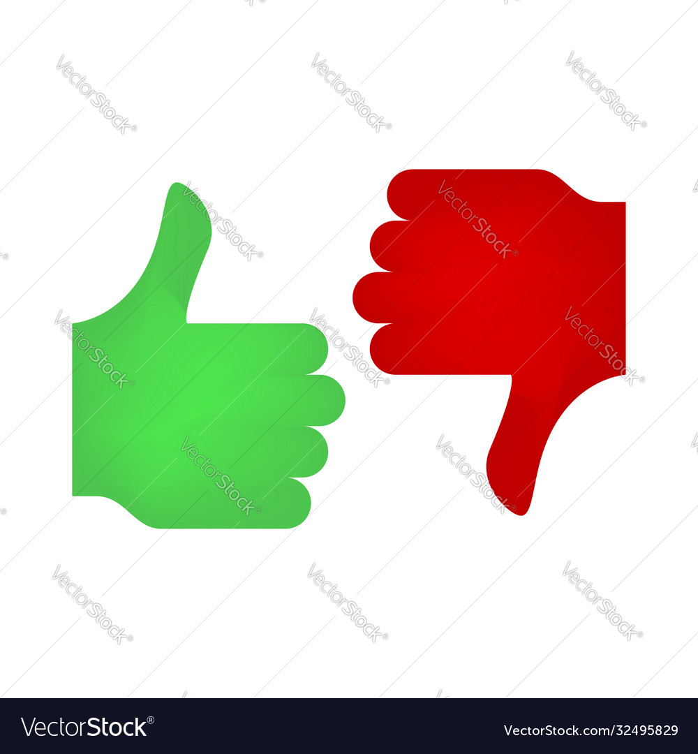 Thumb up down signs yes and no symbols Royalty Free Vector