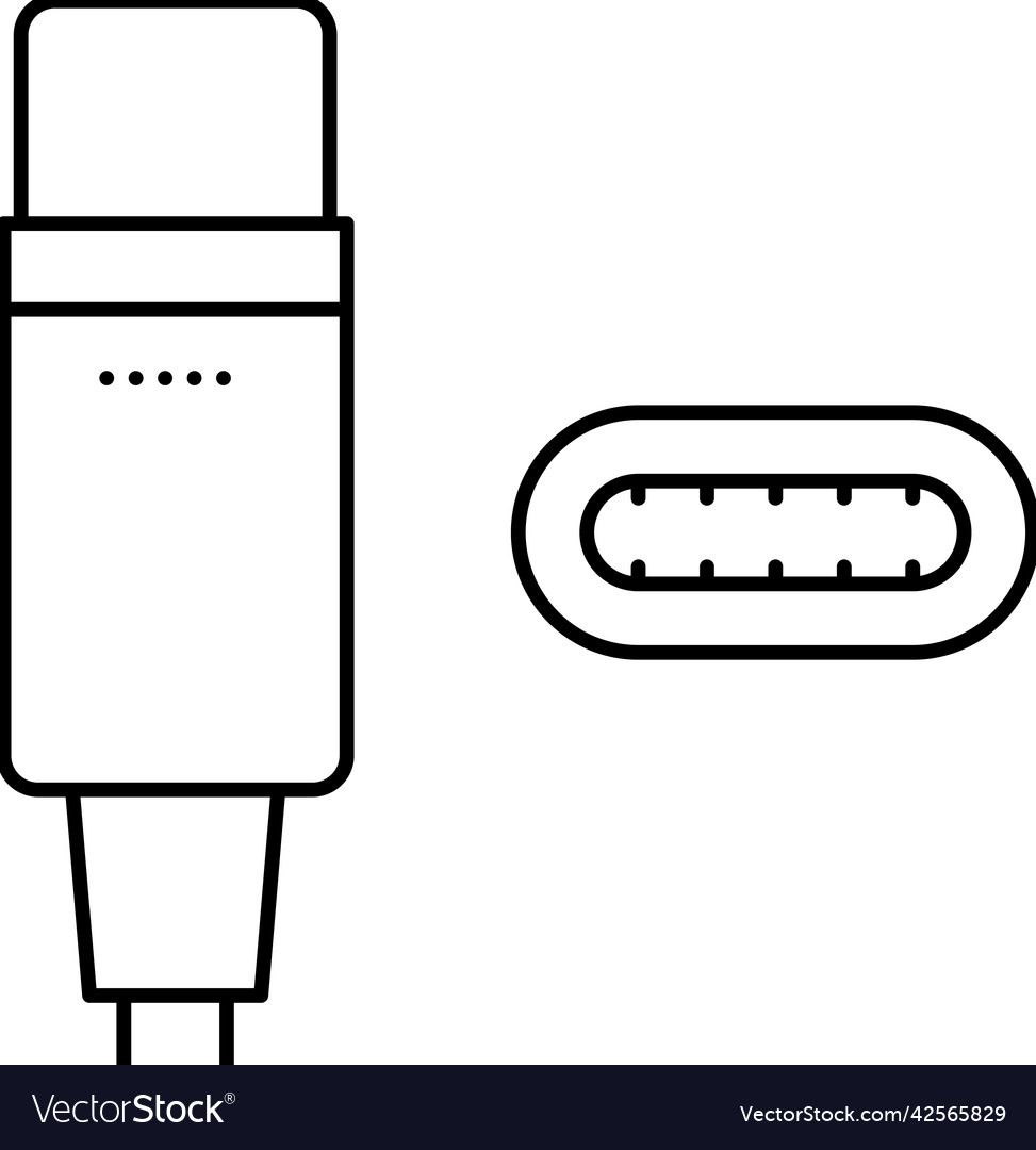 Usb type c line icon vector image Usb type c line icon