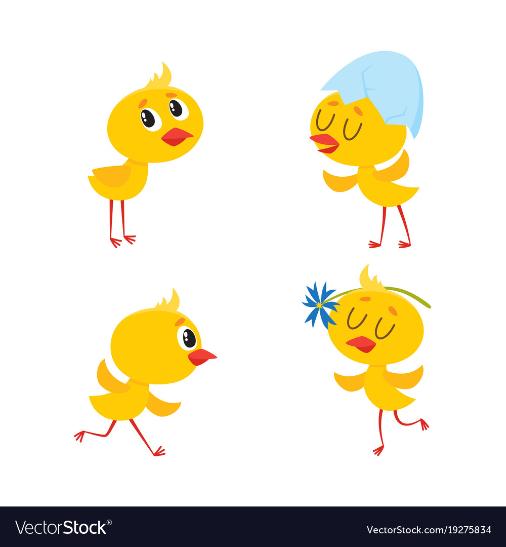 Cartoon cute chicken characters set