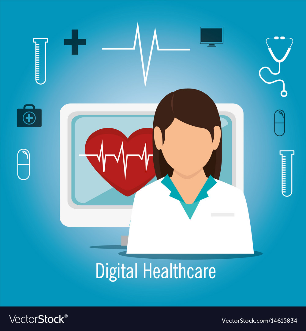 Digital healthcare technology icon