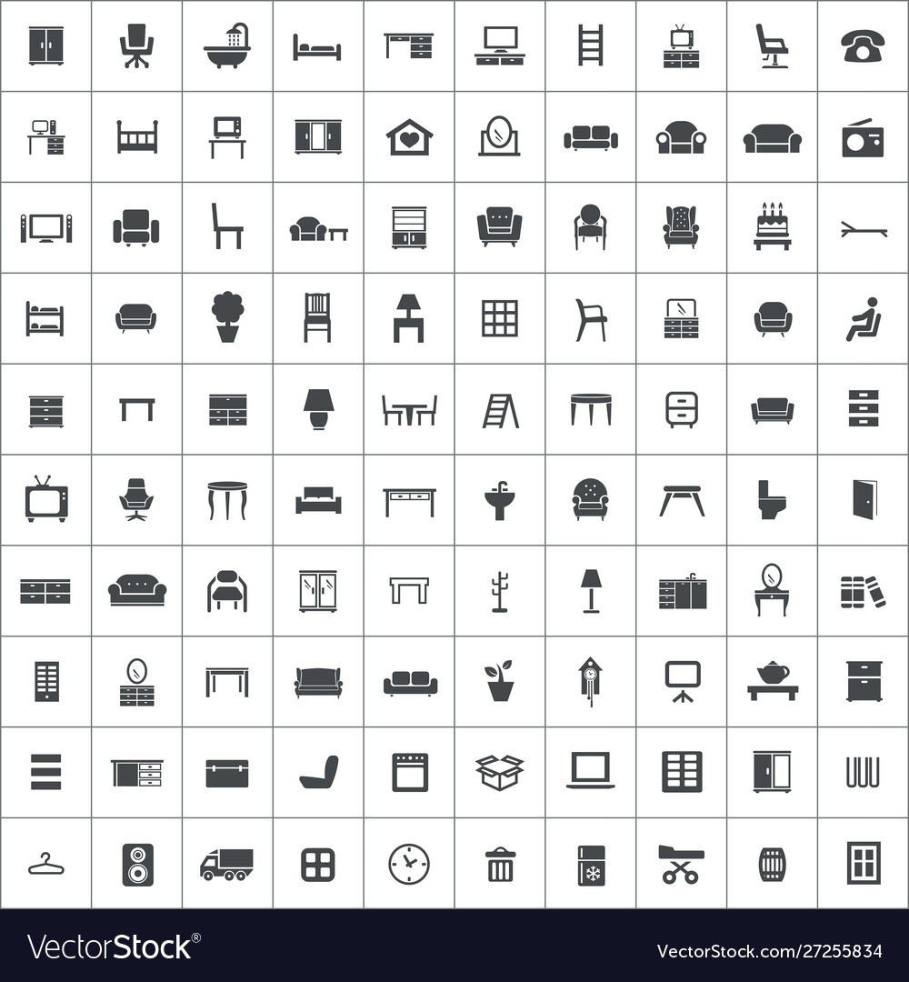 Furniture 100 icons universal set for web and ui