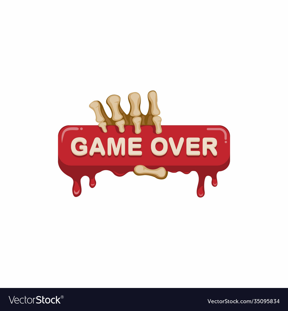 Game over sign symbol with skull hand