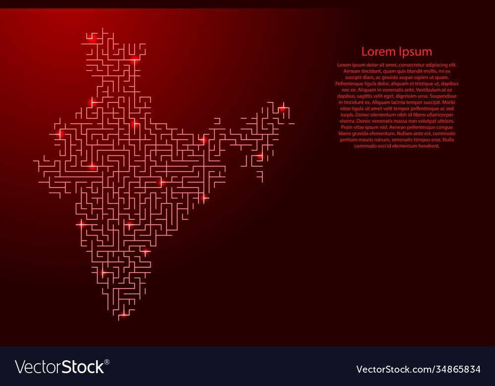 India map from red pattern maze grid vector image India map from red pattern maze grid