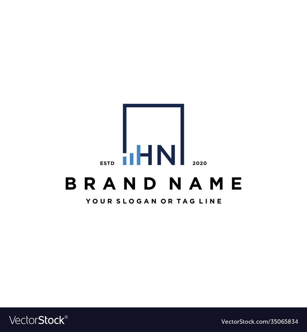 Letter hn square logo finance design Vector Image Letter hn square logo finance design