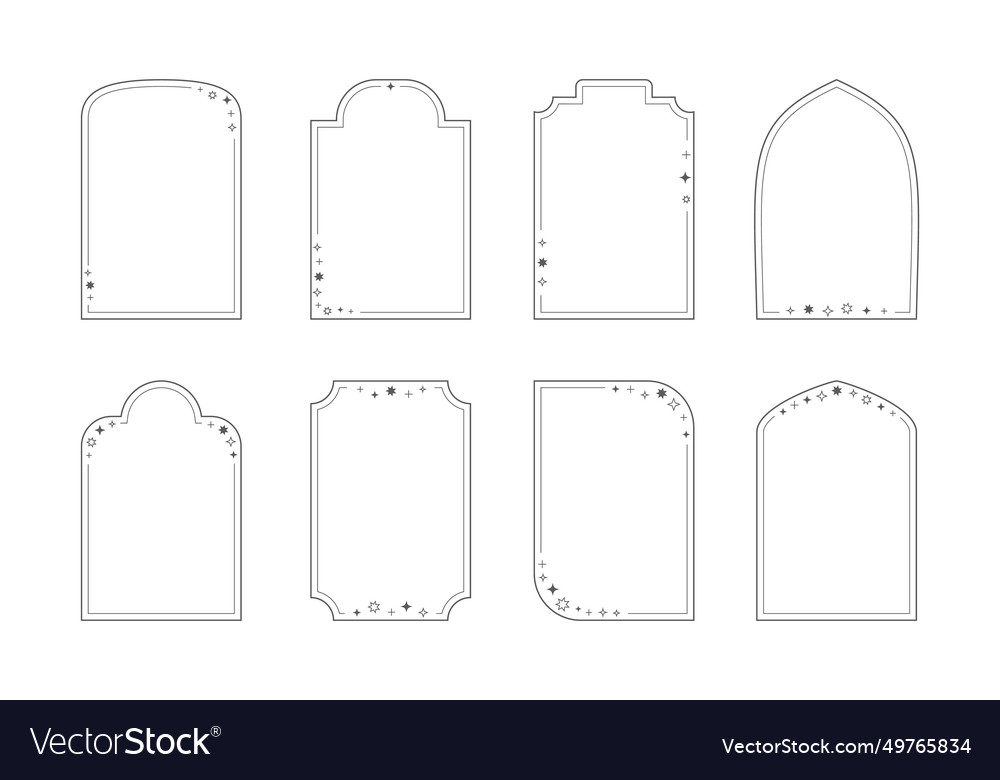 Linear minimalistic aesthetic frames with sparkles Vector Image Linear minimalistic aesthetic frames with sparkles