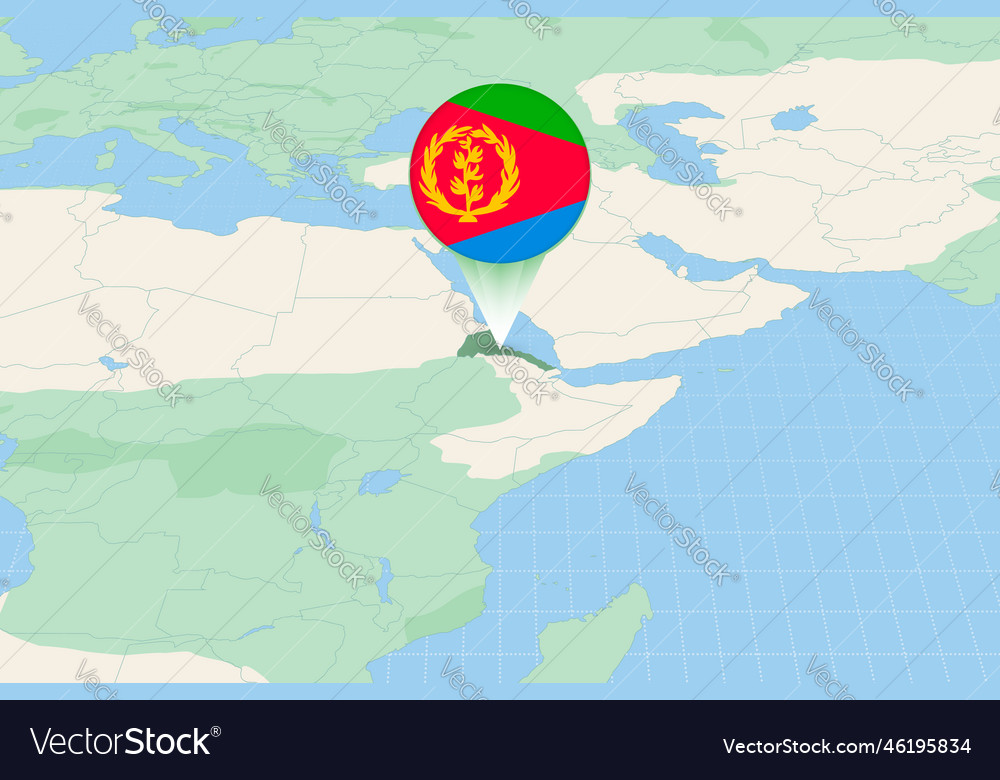 Map of eritrea with the flag cartographic vector image Map of eritrea with the flag cartographic