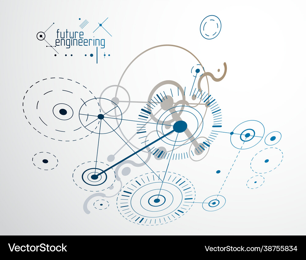 Mechanical scheme engineering drawing Royalty Free Vector