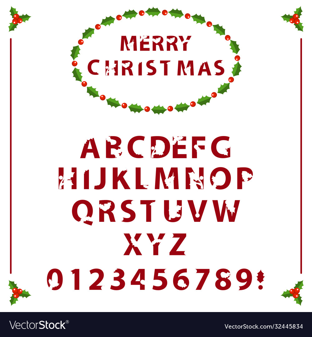 Merry Christmas Font with Festive Objects