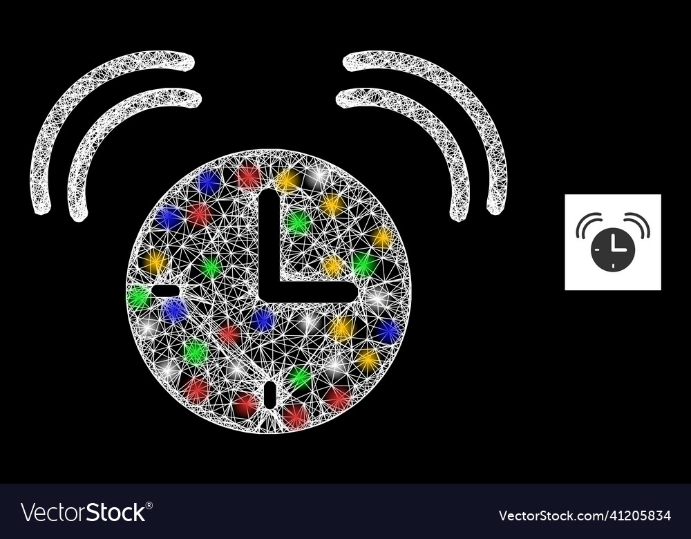 Network web mesh alarm clock icon with colorful Vector Image Network web mesh alarm clock icon with colorful