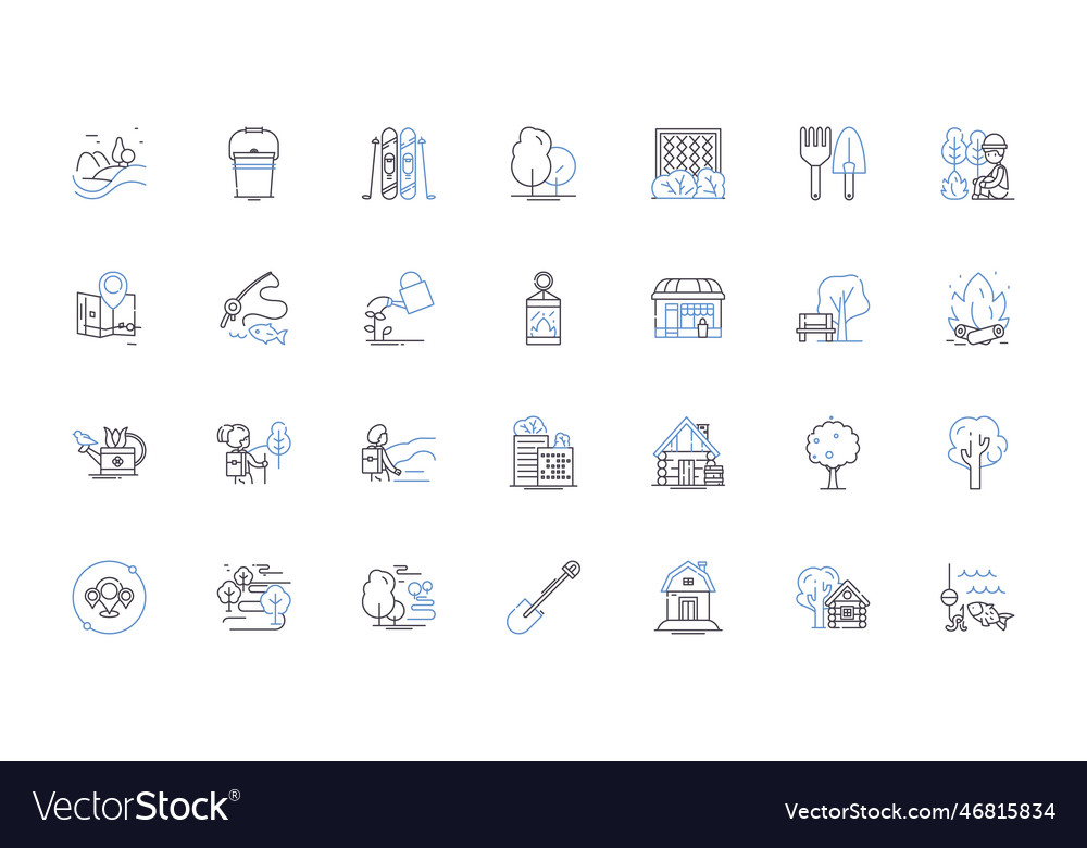 Outpost line icons collection isolation Vector Image Outpost line icons collection isolation
