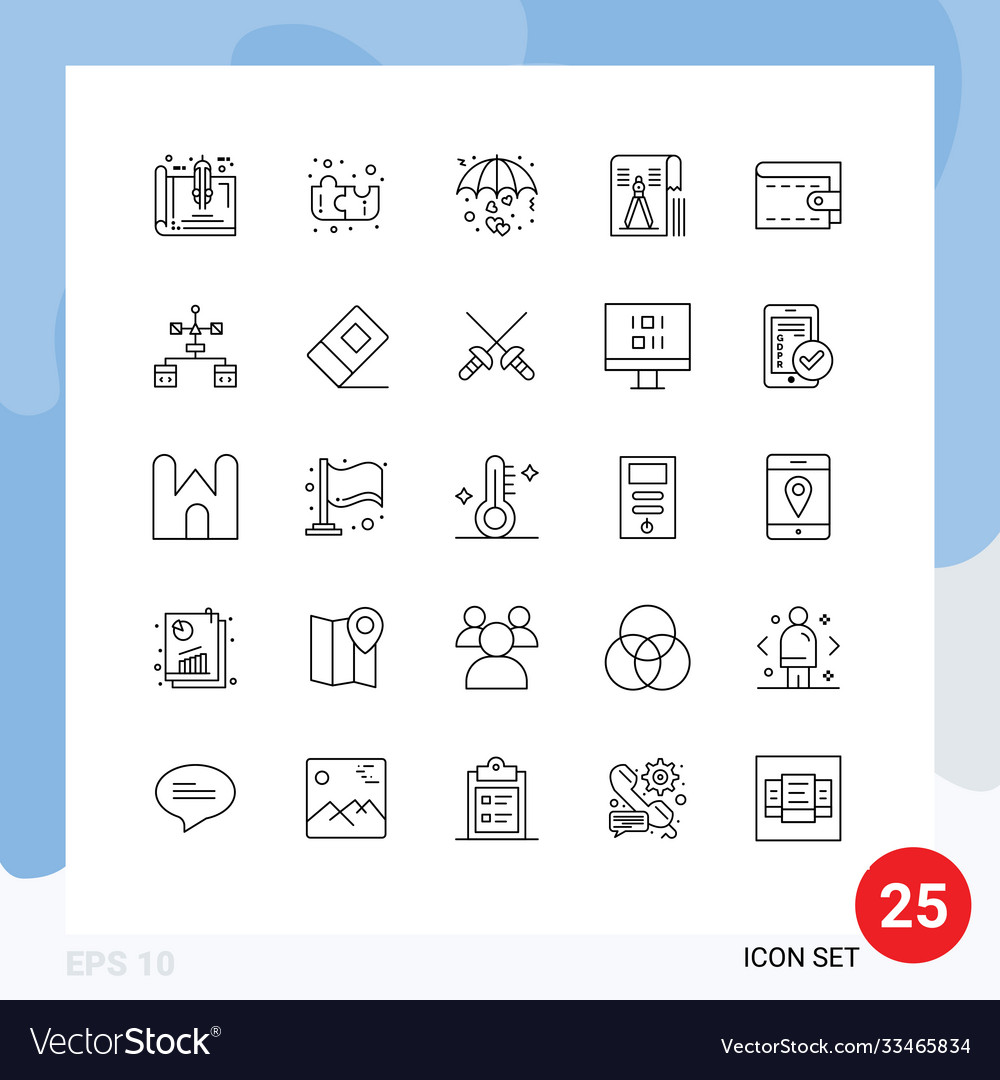 Pictograph set 25 simple lines file tool